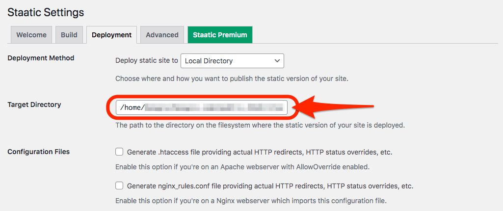 Staatic の Deployment で公開先のルートディレクトリを設定
